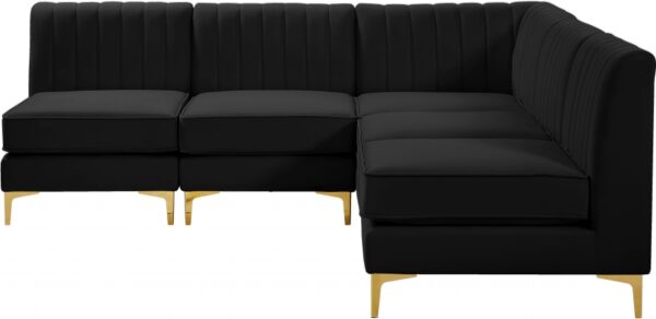 Alina 84.5" Velvet Upholstered 5pc. Modular Sectional