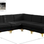 Alina 84.5" Velvet Upholstered 5pc. Modular Sectional