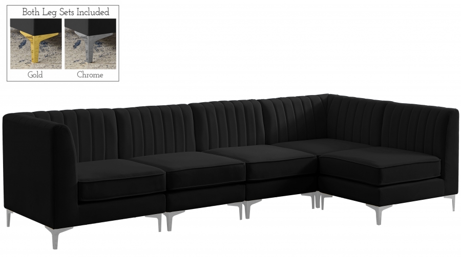 Alina 116.5" Velvet Upholstered 5pc. Modular Sectional