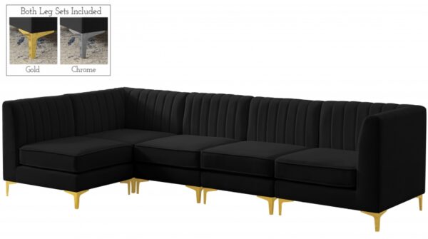 Alina 116.5" Velvet Upholstered 5pc. Modular Sectional