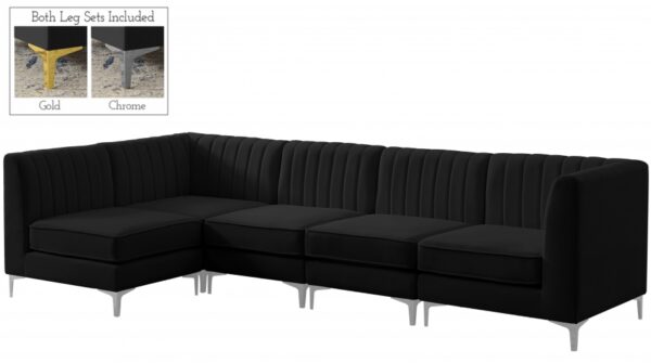 Alina 116.5" Velvet Upholstered 5pc. Modular Sectional