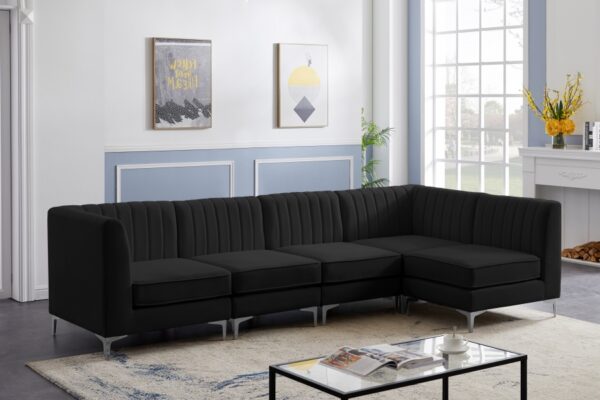 Alina 116.5" Velvet Upholstered 5pc. Modular Sectional