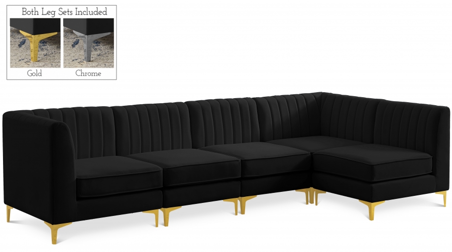 Alina 116.5" Velvet Upholstered 5pc. Modular Sectional