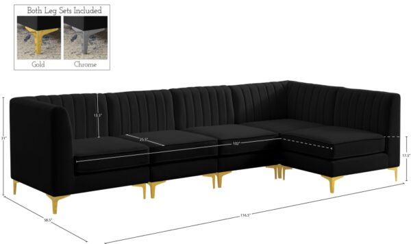 Alina 116.5" Velvet Upholstered 5pc. Modular Sectional