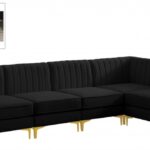 Alina 116.5" Velvet Upholstered 5pc. Modular Sectional
