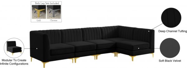 Alina 116.5" Velvet Upholstered 5pc. Modular Sectional