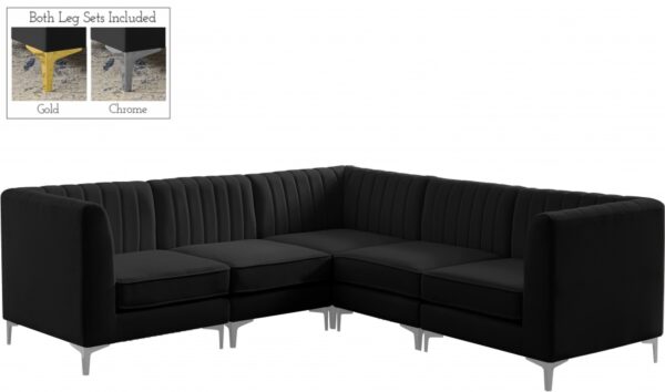 Alina 91" Velvet Upholstered 5pc. Modular Sectional