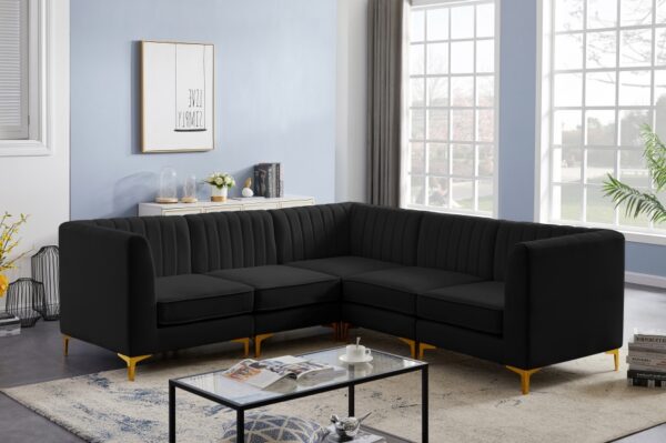 Alina 91" Velvet Upholstered 5pc. Modular Sectional