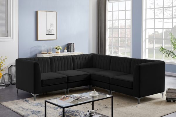 Alina 91" Velvet Upholstered 5pc. Modular Sectional