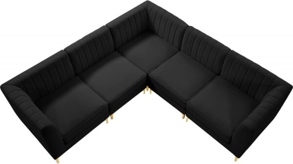Alina 91" Velvet Upholstered 5pc. Modular Sectional
