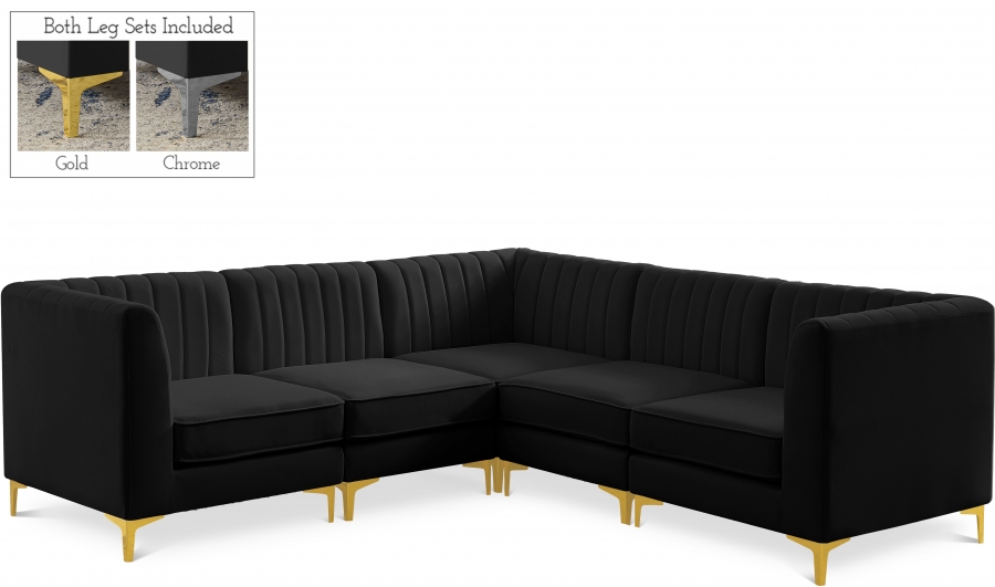 Alina 91" Velvet Upholstered 5pc. Modular Sectional