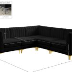 Alina 91" Velvet Upholstered 5pc. Modular Sectional