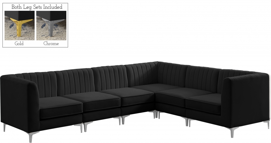 Alina 116.5" Velvet Upholstered 6pc. Modular Sectional
