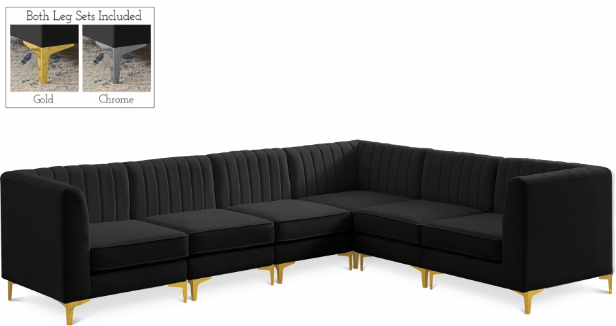 Alina 116.5" Velvet Upholstered 6pc. Modular Sectional