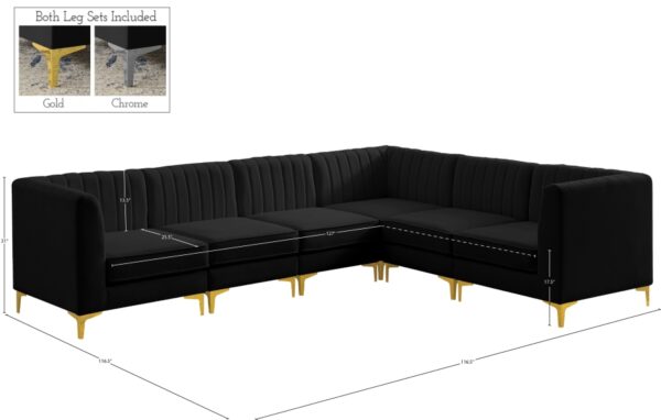 Alina 116.5" Velvet Upholstered 6pc. Modular Sectional