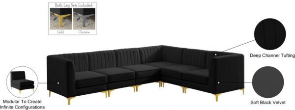 Alina 116.5" Velvet Upholstered 6pc. Modular Sectional
