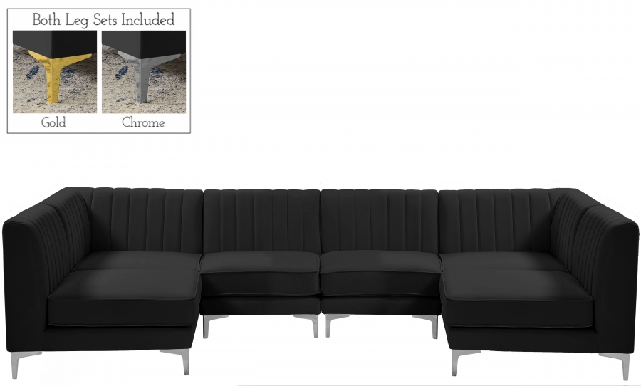 Alina 116.5" Velvet Upholstered 6pc. Modular Sectional
