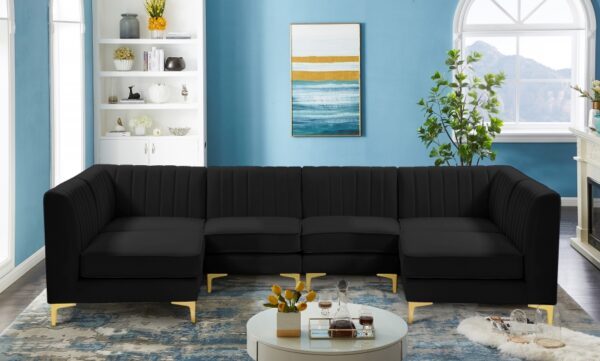 Alina 116.5" Velvet Upholstered 6pc. Modular Sectional