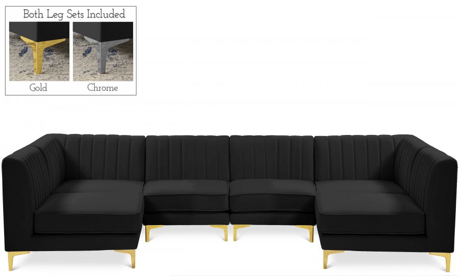 Alina 116.5" Velvet Upholstered 6pc. Modular Sectional