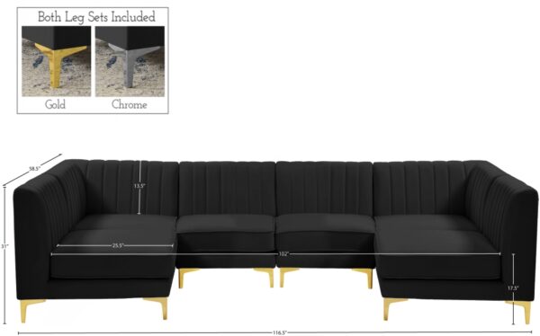 Alina 116.5" Velvet Upholstered 6pc. Modular Sectional
