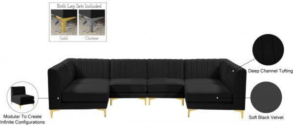 Alina 116.5" Velvet Upholstered 6pc. Modular Sectional