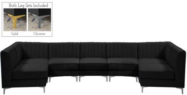 Alina 142" Velvet Upholstered 7pc. Modular Sectional