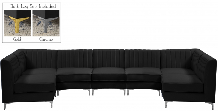 Alina 142" Velvet Upholstered 7pc. Modular Sectional