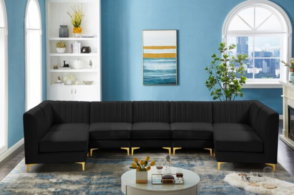 Alina 142" Velvet Upholstered 7pc. Modular Sectional