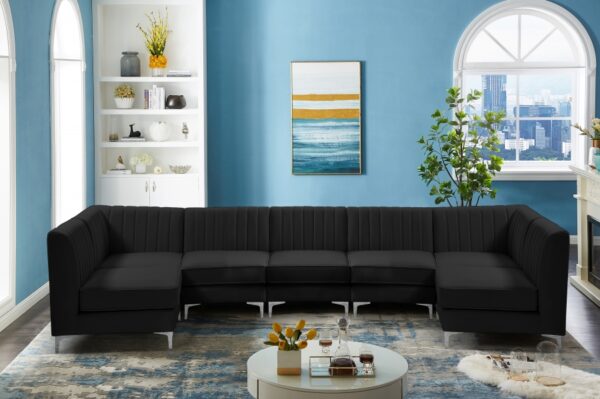 Alina 142" Velvet Upholstered 7pc. Modular Sectional