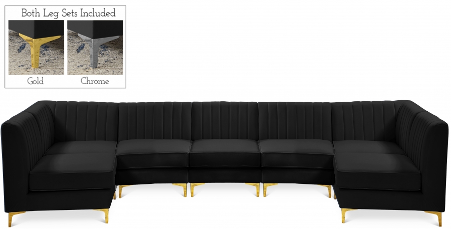 Alina 142" Velvet Upholstered 7pc. Modular Sectional
