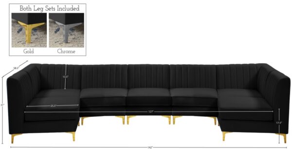 Alina 142" Velvet Upholstered 7pc. Modular Sectional