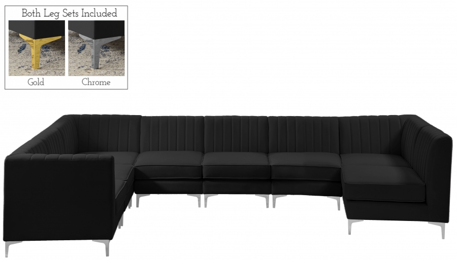 Alina 142" Velvet Upholstered 8pc. Modular Sectional