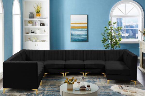Alina 142" Velvet Upholstered 8pc. Modular Sectional