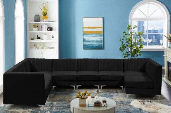 Alina 142" Velvet Upholstered 8pc. Modular Sectional