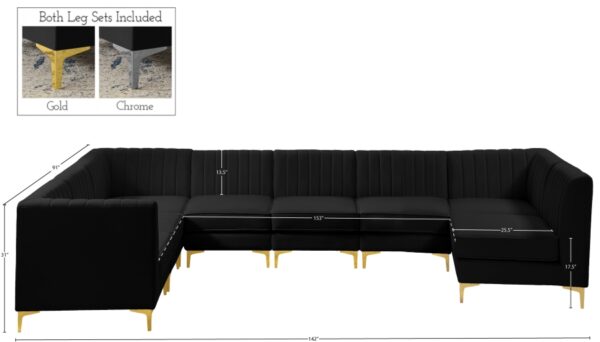 Alina 142" Velvet Upholstered 8pc. Modular Sectional