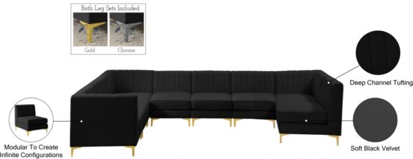 Alina 142" Velvet Upholstered 8pc. Modular Sectional