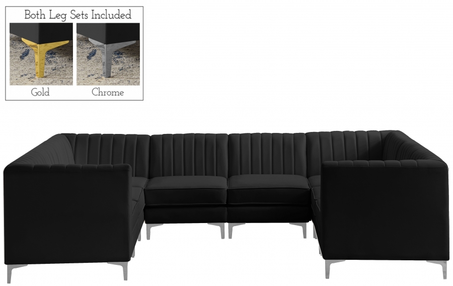Alina 116.5" Velvet Upholstered 8pc. Modular Sectional