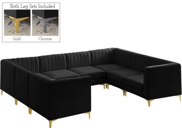 Alina 116.5" Velvet Upholstered 8pc. Modular Sectional