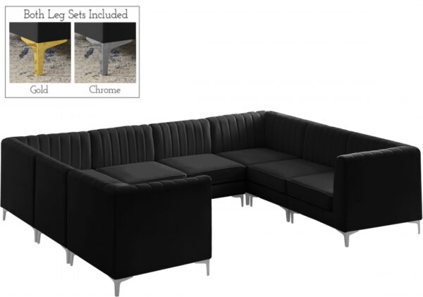 Alina 116.5" Velvet Upholstered 8pc. Modular Sectional