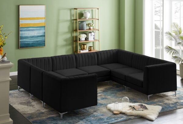 Alina 116.5" Velvet Upholstered 8pc. Modular Sectional