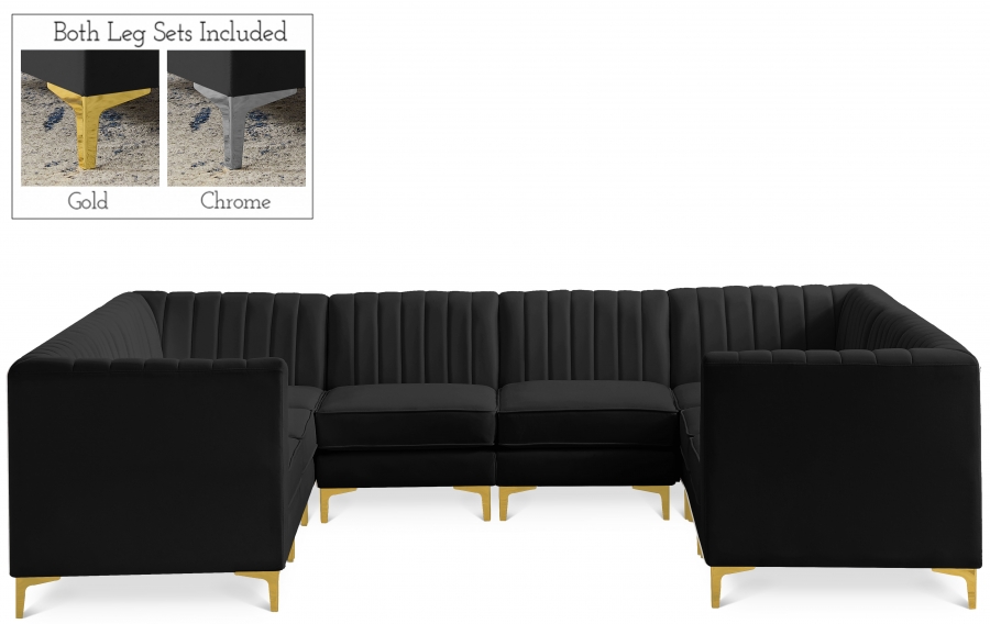 Alina 116.5" Velvet Upholstered 8pc. Modular Sectional