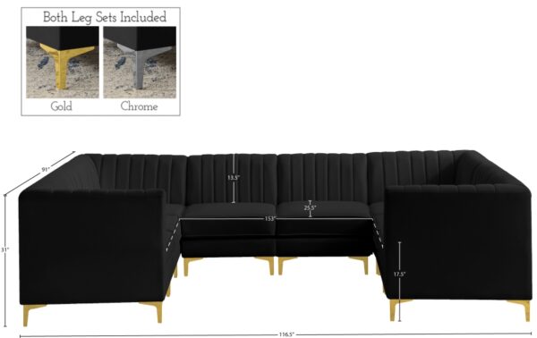 Alina 116.5" Velvet Upholstered 8pc. Modular Sectional