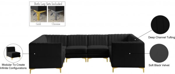 Alina 116.5" Velvet Upholstered 8pc. Modular Sectional