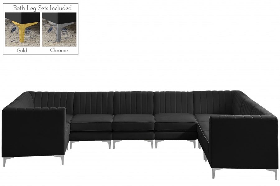 Alina 142" Velvet Upholstered 8pc. Modular Sectional