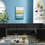 Alina 142" Velvet Upholstered 8pc. Modular Sectional