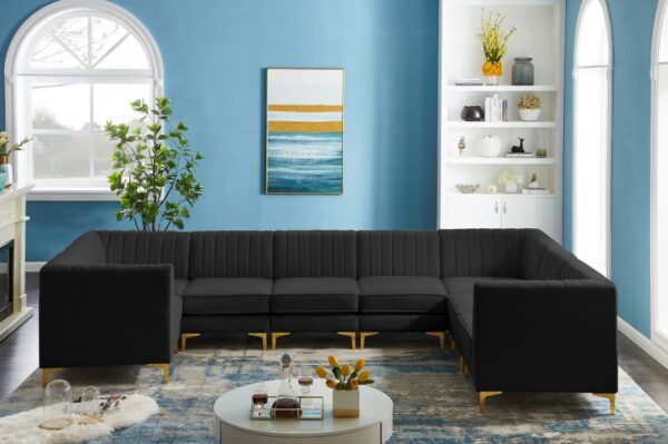 Alina 142" Velvet Upholstered 8pc. Modular Sectional
