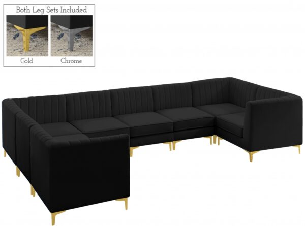 Alina 142" Velvet Upholstered 8pc. Modular Sectional