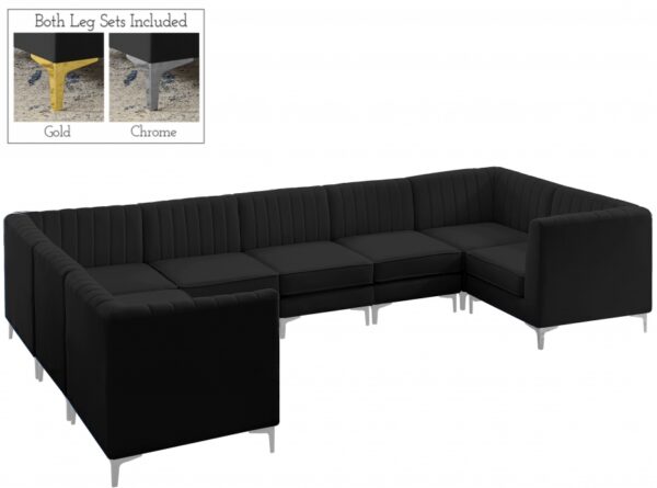 Alina 142" Velvet Upholstered 8pc. Modular Sectional