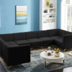 Alina 142" Velvet Upholstered 8pc. Modular Sectional