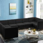 Alina 142" Velvet Upholstered 8pc. Modular Sectional